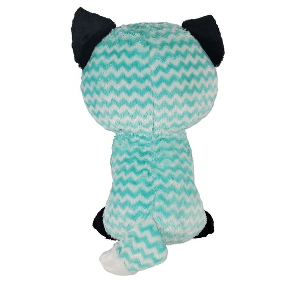 Ty Beanie Boo Piper The Fox Plush Large 16" Aqua Chevron Claires Exclusive - Picture 6 of 9